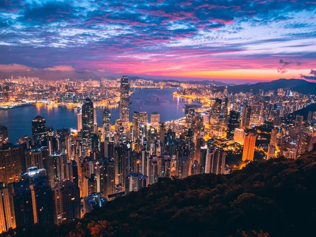 Hong Kong financial district skyline