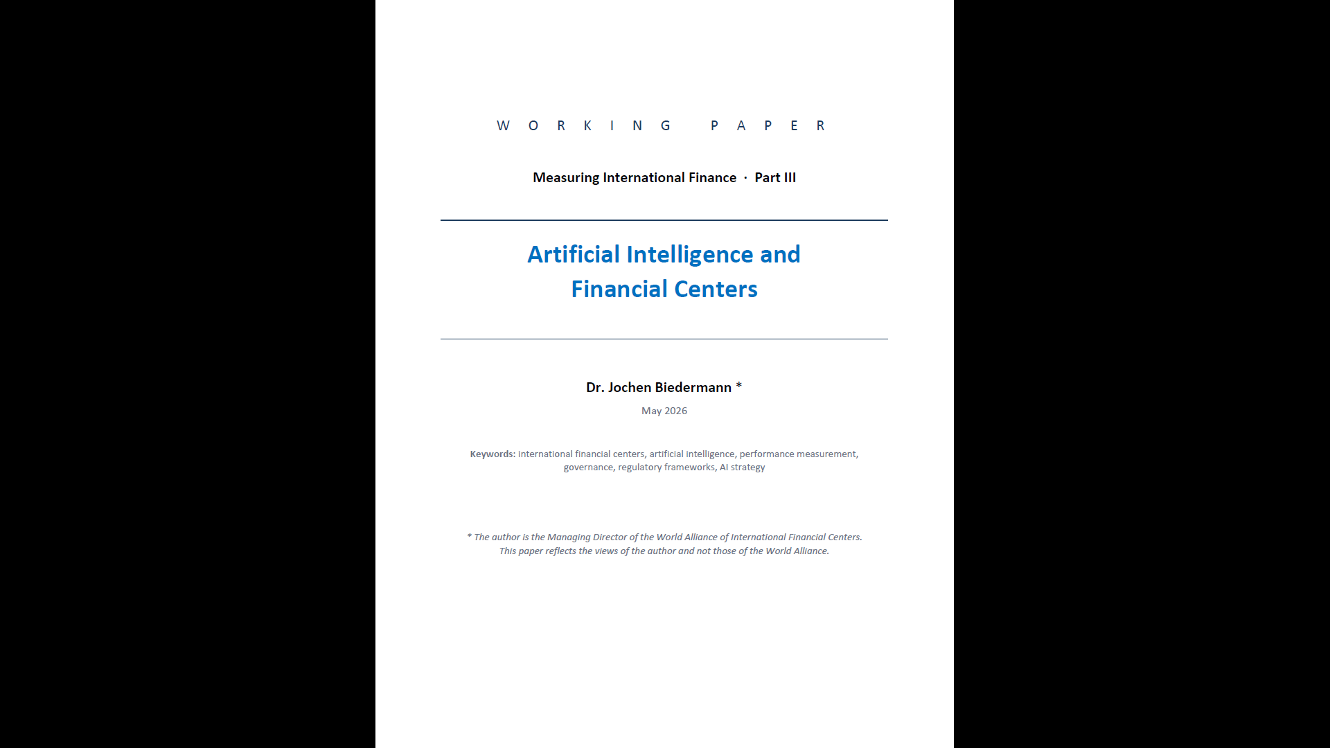 Artificial Intelligence and Financial Centers