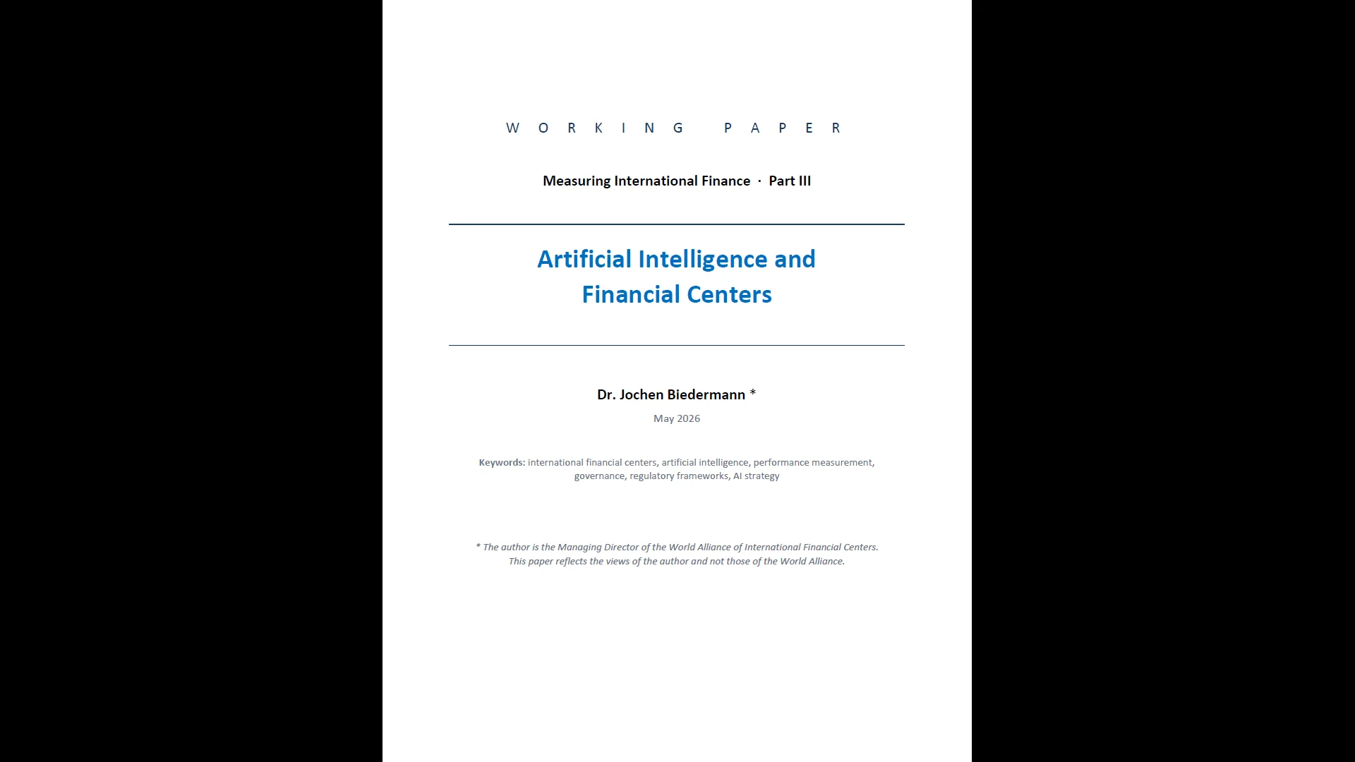 Artificial Intelligence and Financial Centers