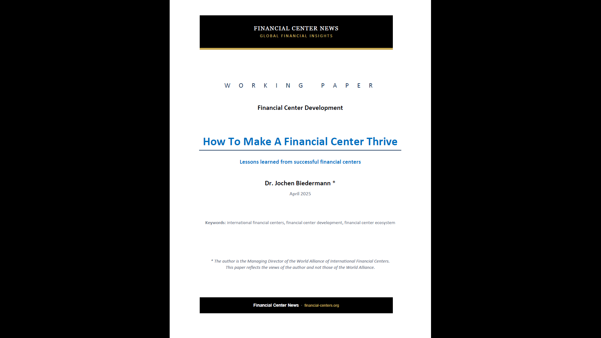 How To Make A Financial Center Thrive