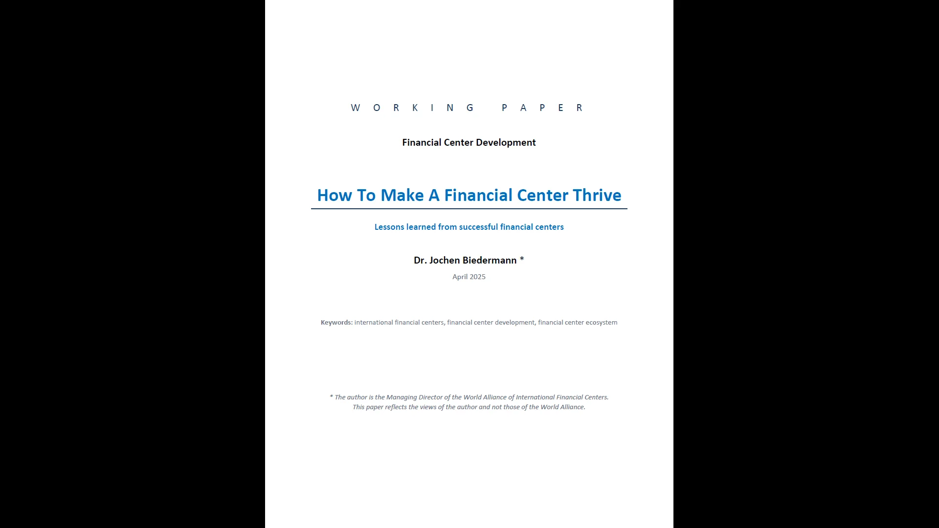 How To Make A Financial Center Thrive